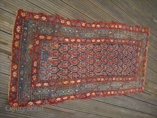 Dated Kurdish/North West Persian Carpet fragmentary Rug - very clean - great natural colors, worn condition - 19th century              