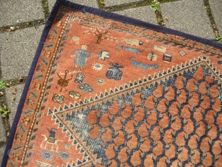 Antique unique SERABEND Carpet Fragment - probably from the End of the 19th century, blue color has been corroded - very decorativ (Size: 75 cm x 222 cm)     