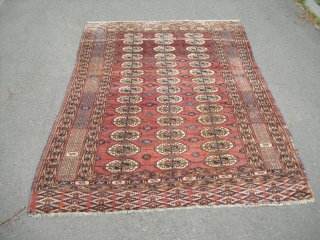 Antique Bukhara (around 1900) - Tekke Carpet - good pile - sides need to be restored partly - blanket like handle - velvety feeling - with abrash/ 
size: approx. 221 x 152  ...