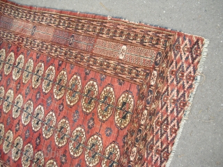 Antique Bukhara (around 1900) - Tekke Carpet - good pile - sides need to be restored partly - blanket like handle - velvety feeling - with abrash/ 
size: approx. 221 x 152  ...