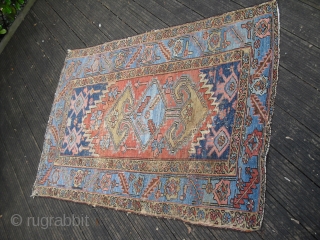 Heriz - Serapi Fragment/ small rare rug/ around 1900 - great natural colors - still elegant - professional washed/ Size: 105 x 150 cm         