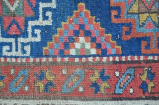 Moghan Fragment ca.1800 with fantastic colors. As found condition, unwashed. 205 x 83 cm                   