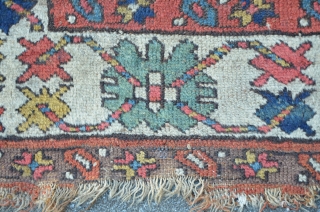 Moghan Fragment ca.1800 with fantastic colors. As found condition, unwashed. 205 x 83 cm                   