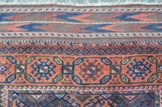 Baluch 238 x 125 cm, worn, but still loveable and ready to put on the floor.                 