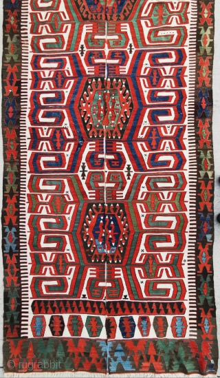 A two row Anatolian Kilim, nice condition, 380 x 162 cm                      