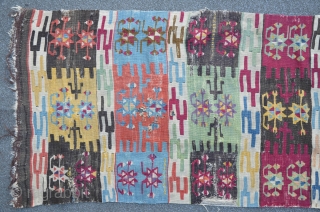 Anatolian Kilim, 307 x 73 cm, brilliant colors, ca.200 years old.                      