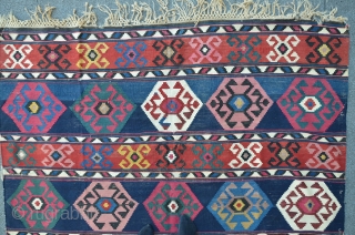 Shahsavan Kilim, 296 x 198 cm, there are some old repairs and little damages on the sides. A bright and and well composed example of this type.      