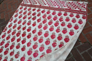 Antique Phulkari Thirma Bagh. Silk floss on gauze linen. Perfect condition. Early example. Approx 110 x 60 inches.               