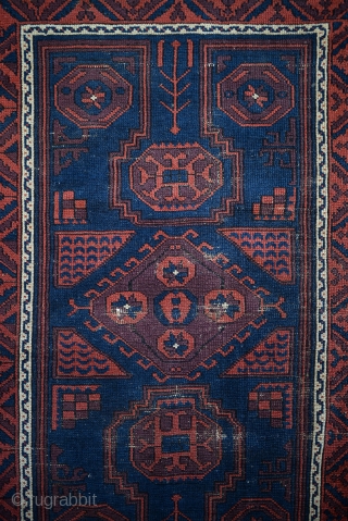 Antique Baluch with Bergama, Karachoff and Chinese influence. Great Purple                       