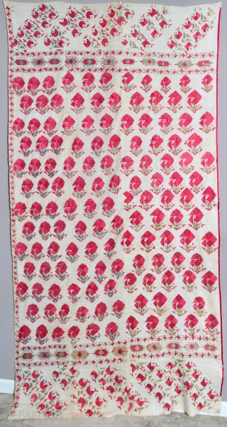 Early Antique Tirma Bagh Phulkari 51 x 95 inches. Good Condition. Slightly oblong. As found.                  