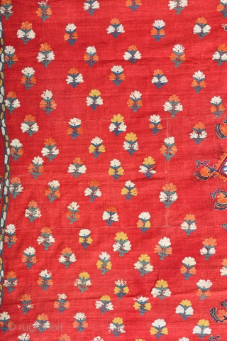 19th Century India linen and silk tapestry / shawl
79 x 52 inches                     