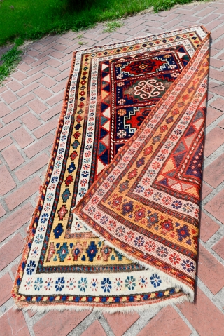 Antique Armenian 'Compartment' Kazak. All natural dyes and very soft wool. All original and zero repair.                 