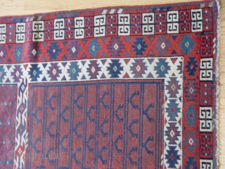 Turkmen Ensi, 4'2' x 5'5' , 100% wool both pile and foundation, very tightly woven,  circa 1860-1880's,
               