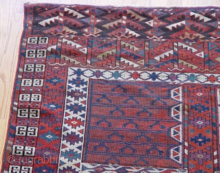 Turkmen Ensi, 4'2' x 5'5' , 100% wool both pile and foundation, very tightly woven,  circa 1860-1880's,
               