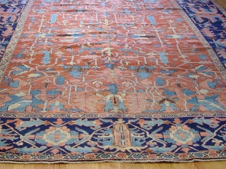 9'4" x 13'2" Fine Serapi Persian Heriz , circa 1880-1900's , wool on cotton, no wears,                 