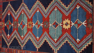 Antique Kazak Caucasian rug ca. 1880s, size is 5'3" x 7'11" ft. thetriballooms@yahoo.com  
                  