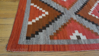 Antique Navajo Rug size (4' x 6'2" ft), beautiful colors.                       