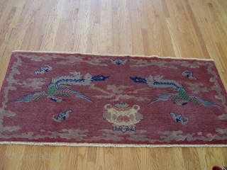 An antique Ceremonial Peking Chinese rug, size 3' X 6' , circa 1900-1910                    