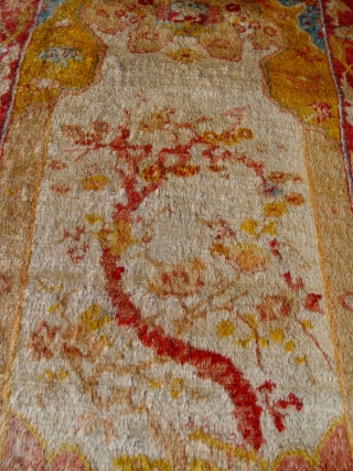 Angora Anatolian Turkish Oushak size 3'4" X 5'11" second or third quarter of 19th Century                  