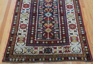 Antique Caucasian Gendje hand knotted Long rug, size is (3'8" x 9' ft)(112 x 275 cm.)hand washed professionally.               