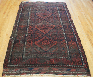 Antique Baluch large rug size is 5' x 8' ft.                       