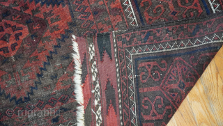 Antique Baluch large rug size is 5' x 8' ft.                       