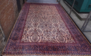 Manchester Wool Palace size antique Kashan Persian oriental rug ca. 1900's, measures 12' x 18'8"   (366 x 570) excellent original condition, hand washed and cleaned professionally, full pile, no wears. 