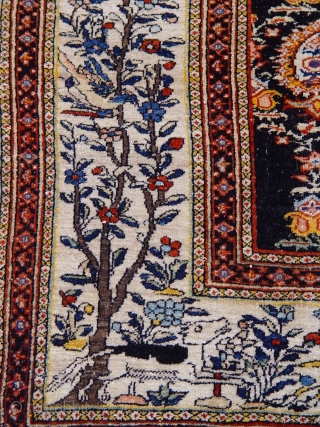 Antique Persian Farahan, 4'7" X 6'2" ft. (140 x 188 cm) Amazing colors, wonderful origin condition,no repairs, ends and sides are original and in mint condition, super tightly woven.    