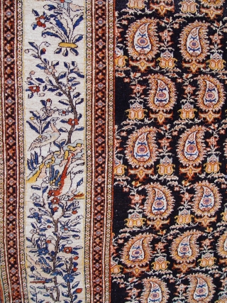 Antique Persian Farahan, 4'7" X 6'2" ft. (140 x 188 cm) Amazing colors, wonderful origin condition,no repairs, ends and sides are original and in mint condition, super tightly woven.    