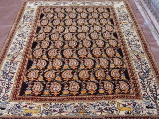 Antique Persian Farahan, 4'7" X 6'2" ft. (140 x 188 cm) Amazing colors, wonderful origin condition,no repairs, ends and sides are original and in mint condition, super tightly woven.    