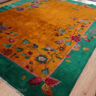 Antique Art Deco Chinese Rug ca. 1920s, 8'10" x 11'5" ft. wonderful condition, hand washed just recently.                