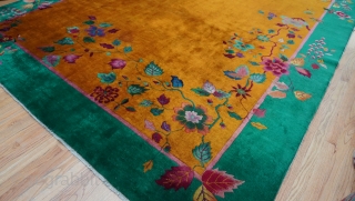 Antique Art Deco Chinese Rug ca. 1920s, 8'10" x 11'5" ft. wonderful condition, hand washed just recently.                