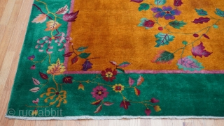 Antique Art Deco Chinese Rug ca. 1920s, 8'10" x 11'5" ft. wonderful condition, hand washed just recently.                