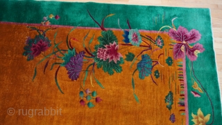 Antique Art Deco Chinese Rug ca. 1920s, 8'10" x 11'5" ft. wonderful condition, hand washed just recently.                