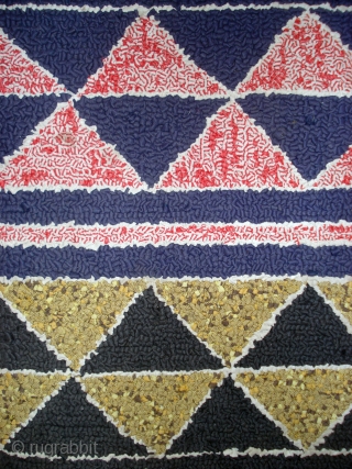 American Hooked Rug
With a few minor areas of distress,this is an interesting geometric composition. Distress includes wear on the upper right corner and a few pile loops that have come loose. Circa  ...