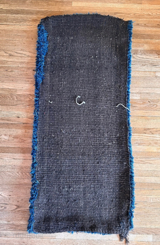 Warp-faced back (Wang Den) sleeping carpet. Great color with oversized medallions.                      