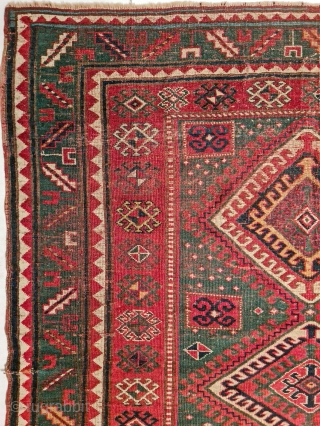 Antique Kazak - Late 19th century 200x160cm. Has areas of wear, tear and repairs.                   