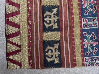 Tapis-Ceremonial sarong, Abung people, Lampung, Sumatra, Indonesia. Material Cotton, silk, metal yarn. Beautiful example. Size: 125x73cm. Item no:78. Www.tinatabone.com              