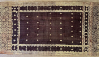 Fine silk and gold brocade shoulder cloth. Minangkabau people, Sumatra. Size: 166x55cm. Early 20th c. Item 40. Www.tinatabone.com               