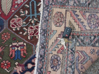 Strange old Bakhtiari garden rug with very funky transitional dyes: 54" x 80"

SOLD.                    