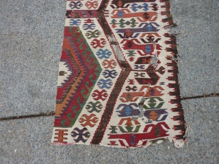 semi-antique Anatolian kilim fragment.  26" x 100"                         