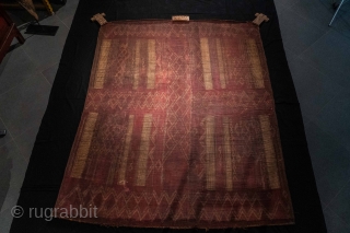 Mid-20th Century Moroccan Tuareg Mat, 200x250 cm, handwoven leather and reed in good conditions                   