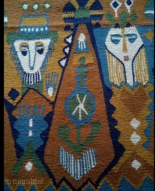Norwegian kilim, pictorial design, size: 47*43                           