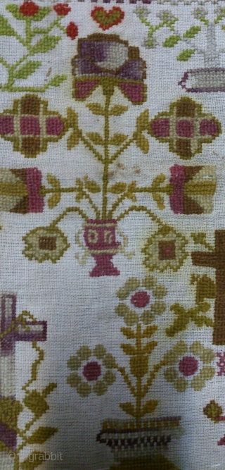 Antique Swedish cross stitch sampler, no: 243, size: 30*35cm, wool on linen, dated 1888.                   