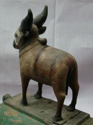 Wooden Nandi(Bull) Toy.

 a Nandi for childrens from Central Maharashtra (Central India).

 a Nandi use as a Toy for Special yearly festival of Maharashtra name as ( Pola festival). a Kumbi Tribe  ...