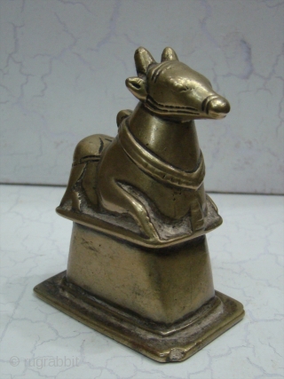 Brass Nandi Statue The 'vahana' or carrier of Shiva,

The Nandi Bull is always to be found facing the 'shivalingam' in places of worship. Nandi represents the creative energies of the restless mind  ...