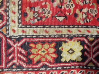 Antique circa. 1800 Caucasian Karabagh Boteh rug. Shusha or possibly Shikhli district, border suggests Shikhli. Fantastic condition. Beautiful karabagh floral meander border, botehs are spectacular. Composition is all wool, warp 3 shoots,  ...