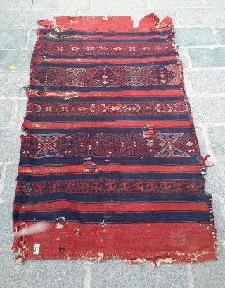  19.centry Anatolian Flatwoven Grain bag with nice natural colors and original Kilim backing,good condition age and design.E.mail for more info and pics.          