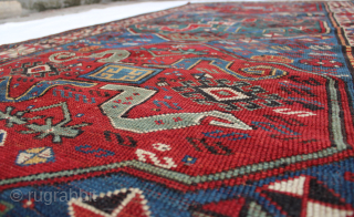 Cloudband Kazak Rug Circa: 1900 Size in Feet: 8'4''x 4'1'' Size in Centimeter: 256cm x 124cm. Please send me directly mail. mian4bro@gmail.com           