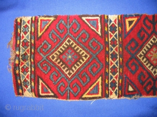 Antique Kirghiz pillow rug bag, nice color, in very good condition, full pile. Size is 3' - 10", 90 - 25 cm.           